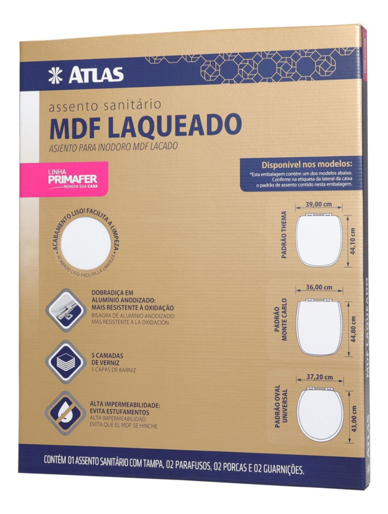 Tapa De Inodoro Madera Laqueada Ovalada / Primafer