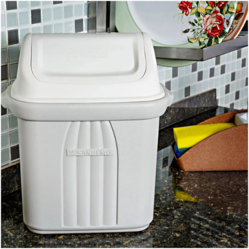 BASURERO CON TAPA VAIVEN DE 6,5lts - BEIGE