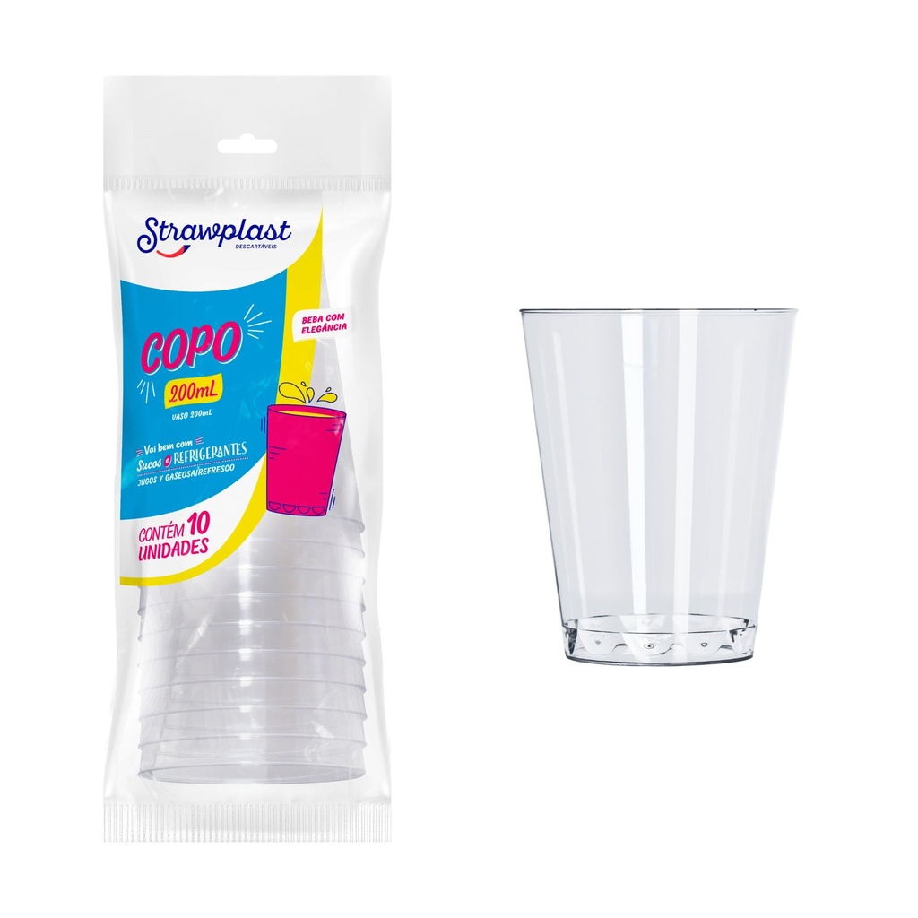 VASO 200ml TRANSPARENTE PS PAQ. X10 UNID