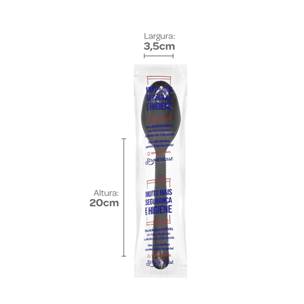 CUCHARA ENVASADA INDIVIDUAL NEGRA 15,5 CM PS FUERTE PAQ . X 250 UNID