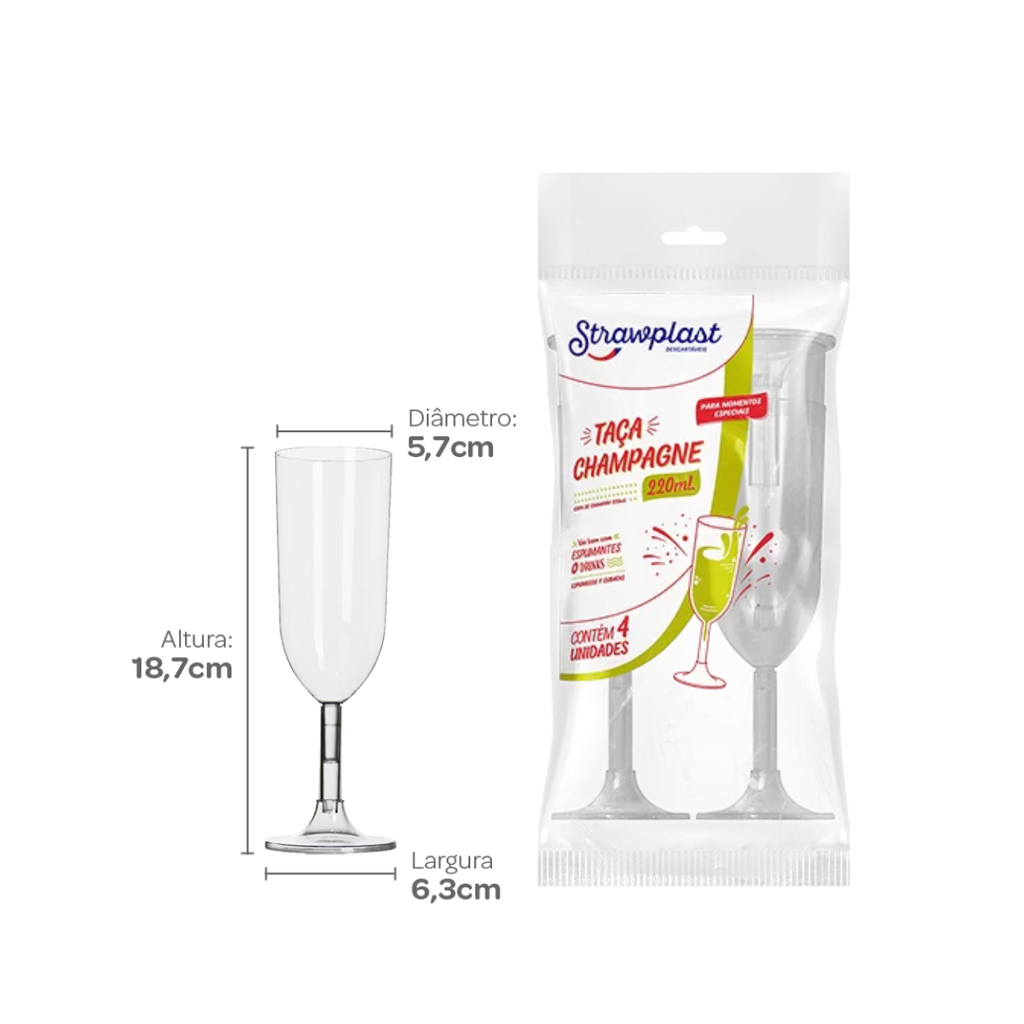 COPA 220ml TRANSPARENTE PS PAQ. X 4 UNID