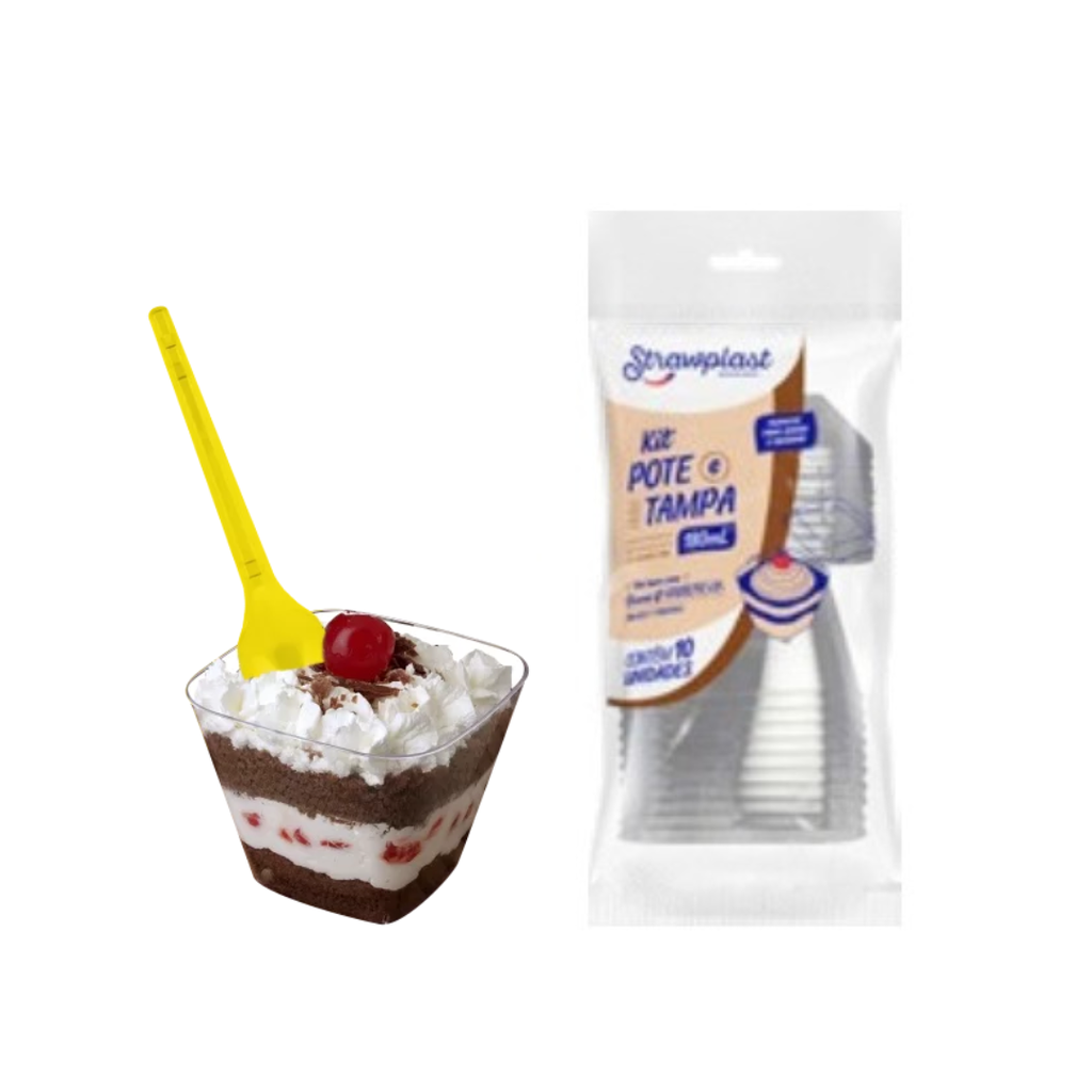 KIT POTE C/TAPA TRANSPARENTE 180ml PAQ. X 10 UNID