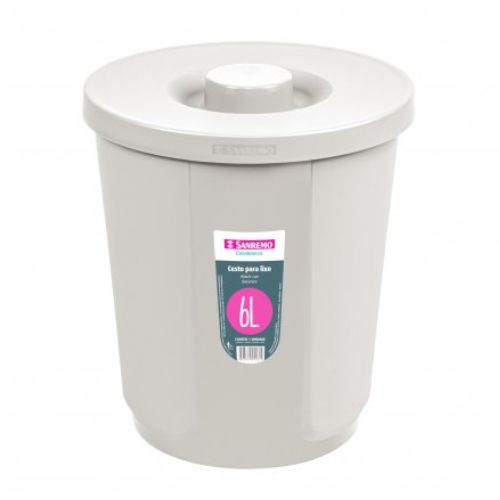 *PAPELERA CON TAPA DE 6lts - BEIGE