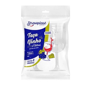 COPA P/VINO 260ml TRANSPARENTE PS PAQ. X 4 UNID