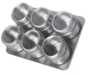 Especieros 6 frascos imantados c/soporte