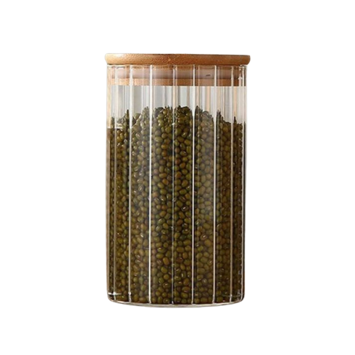 FRASCO DE VIDRIO DECORADO TAPA BAMBU - 750ml