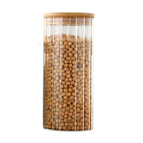 FRASCO DE VIDRIO DECORADO TAPA BAMBU - 1200ml