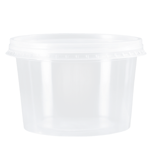 POTE DESCARTABLE CON TAPA 500ml TRANS. PP (25 UN)