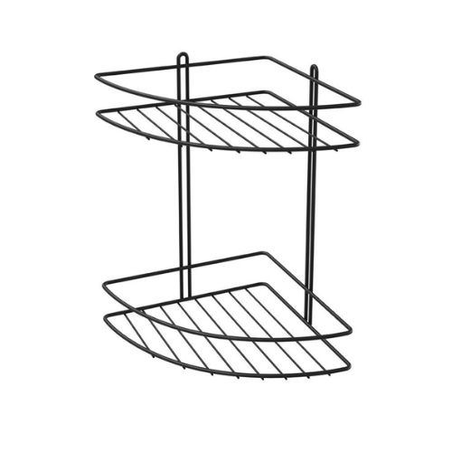 ESTANTE ESQUINERO DOBLE PARA BAÑO NEGRO