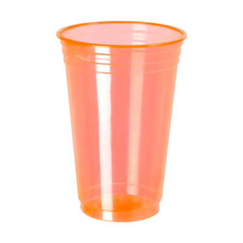 VASO DESCARTABLE DE 300ml NARANJA NEÓN PP (25 UN)