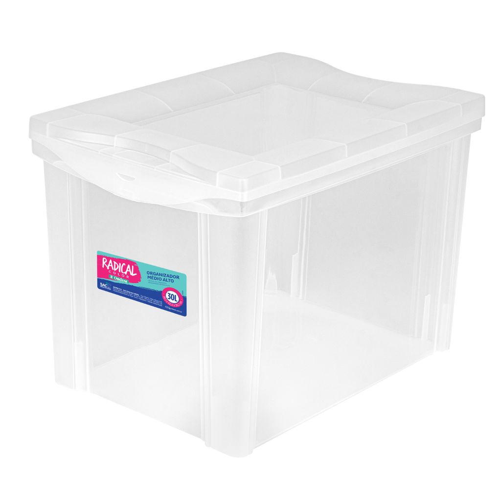 CAJA ORGANIZADORA   ALTA TRANSPARENTE  30 LITROS - 42.5 x 30 x 30.5 cm 