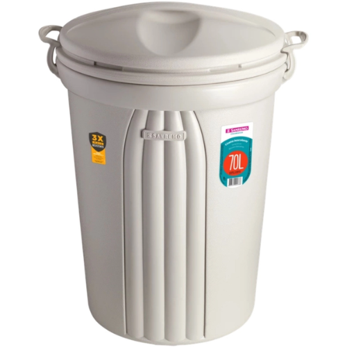 BASURERO CON TAPA DE 70lts - BEIGE