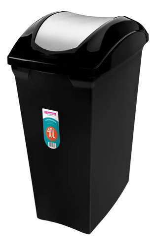 BASURERO CON TAPA VAIVÉN DE 40lts NEGRO