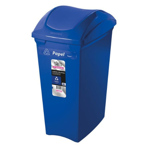 BASURERO CON TAPA VAIVEN DE 40lts AZUL