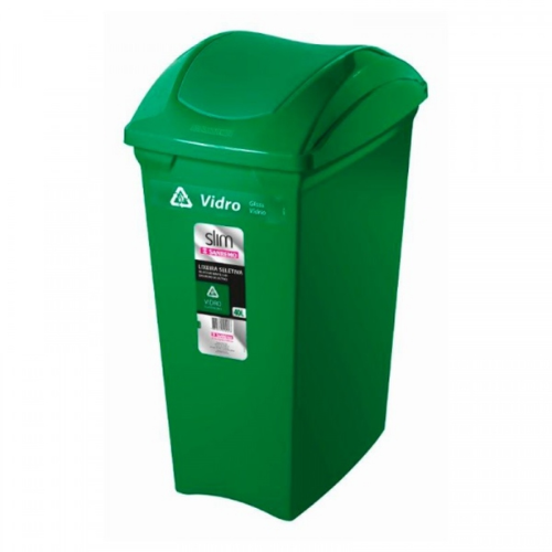 BASURERO CON TAPA VAIVÉN DE 40lts VERDE