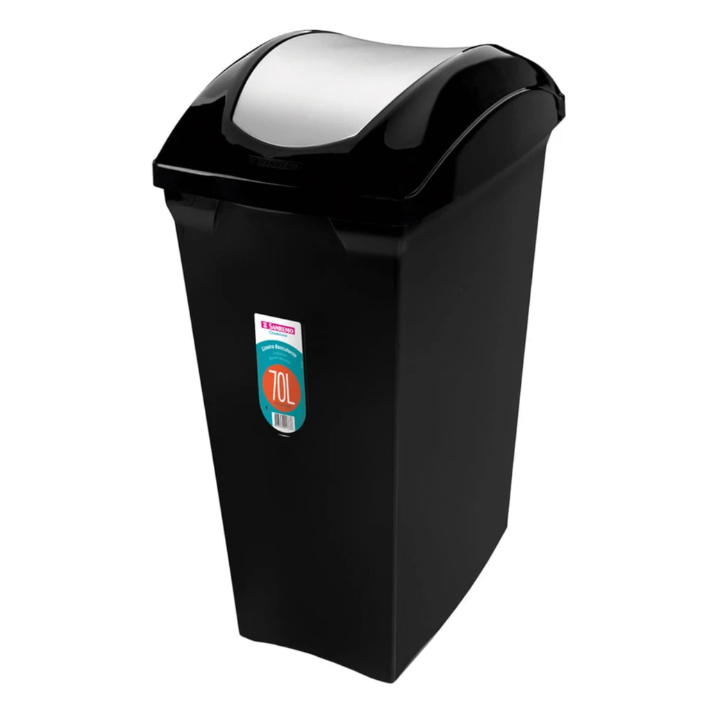 BASURERO CON TAPA VAIVÉN DE 70lts NEGRO
