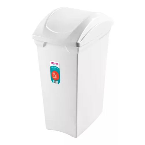 BASURERO CON TAPA VAIVÉN DE 15lts BLANCO