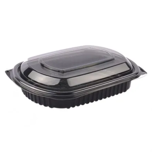 Bandeja oval negra pp con tapa pet