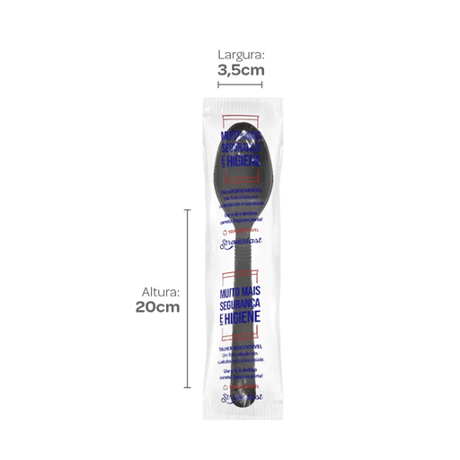 [S675-S10330302] CUCHARA ENVASADA INDIVIDUAL NEGRA 15,5 CM PS FUERTE PAQ . X 250 UNID