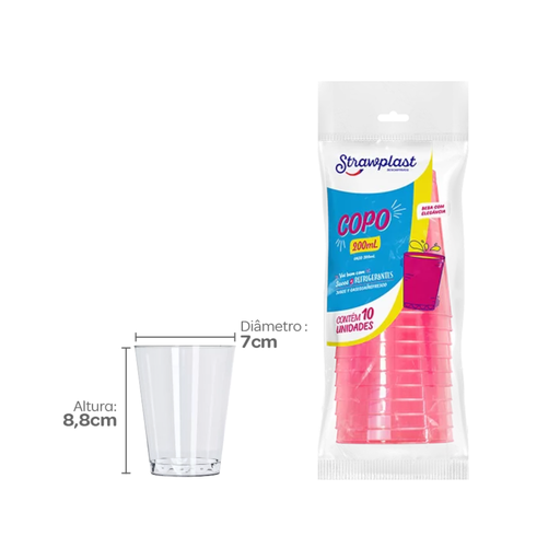 [S346-S10070161] VASO 200ml TRANSPARENTE PS PAQ. X10 UNID
