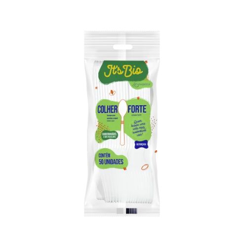 [S940-S10330287] *CUCHARA FUERTE BLANCA BIO 15,5CM PAQ. X 50 UNID