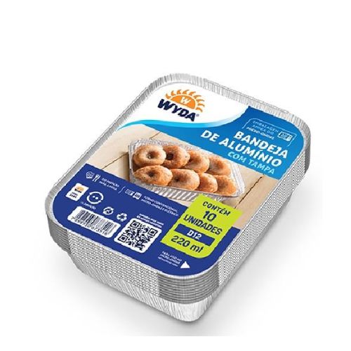 [CJD12-10-84] BANDEJA DE ALUMINIO C/TAPA 220ml X 10