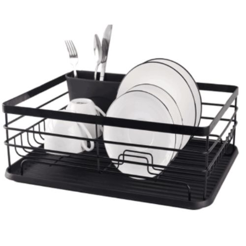 [BS025-B] ESCURRIDOR DE PLATOS NEGRO C/BANDEJA