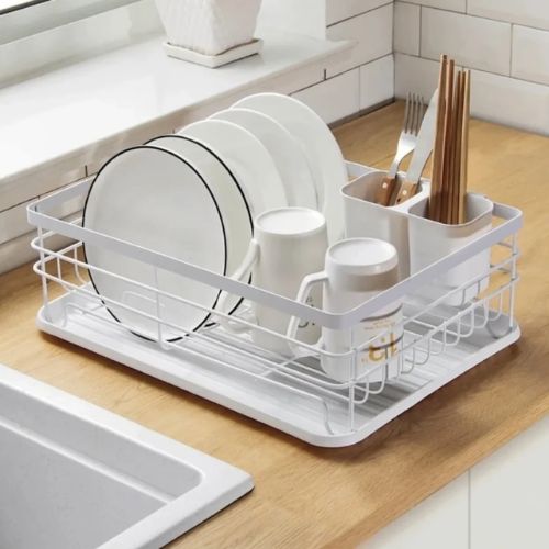 [BS025-W] ESCURRIDOR DE PLATOS BLANCO C/BANDEJA