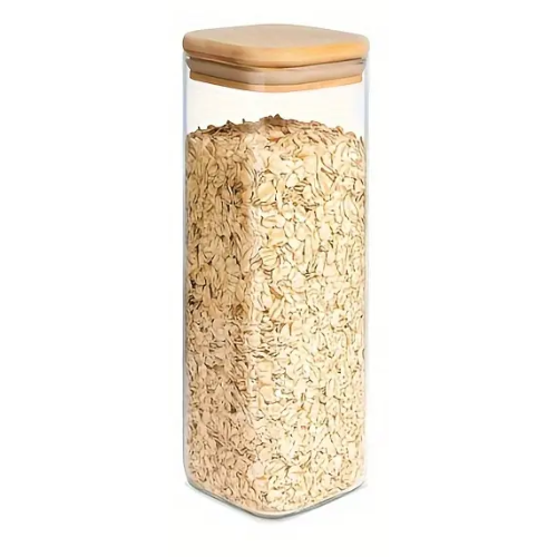 [FX-14] FRASCO DE VIDRIO CUADRADO TAPA BAMBU - 1200ml