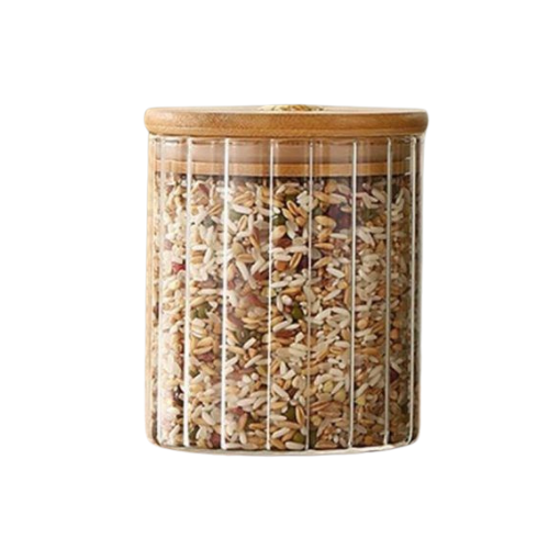 [TW-06] FRASCO DE VIDRIO DECORADO TAPA BAMBU - 500ml