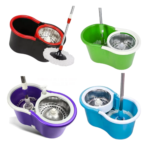 [HMB1A/1] SET BALDE PEQUEÑO 8LTS. C/MOPA GIRATORIA 360° C/ESCURRIDOR ACERO INOX