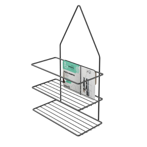 [ST621BL] ESTANTE DOBLE PARA BAÑO NEGRO