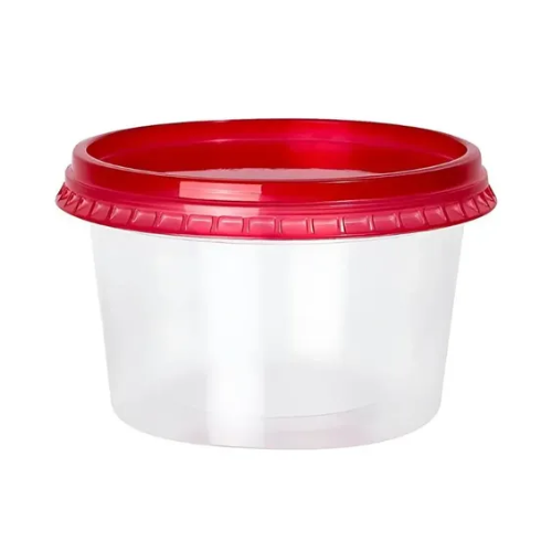 [KIT-250] KIT POTE DESCARTABLE C/TAPA ROJA250ml TRANS. PP (6 UN)