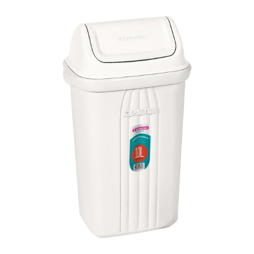 [281] BASURERO CON TAPA VAIVEN DE 10lts - BEIGE