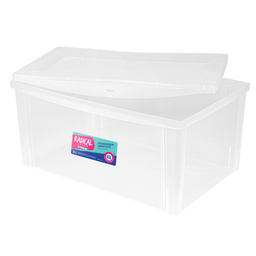 [22201] CAJA ORGANIZADORA  ANCHO ALTO TRANSPARENTE 65 LITROS.-63.5 x 42.5 x 30 cm 