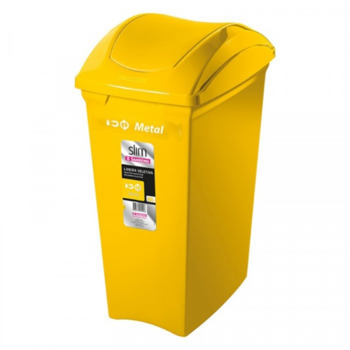 [SR64/23] BASURERO CON TAPA VAIVÉN DE 40lts AMARILLO
