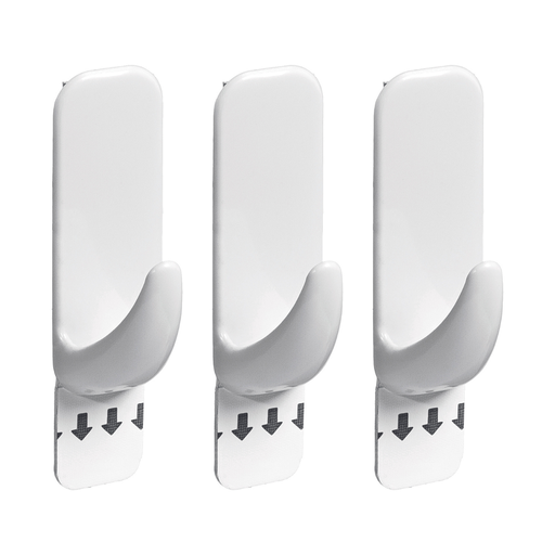 [OR30211] GANCHO RECT. BLANCO C/ADHESIVO P x3
