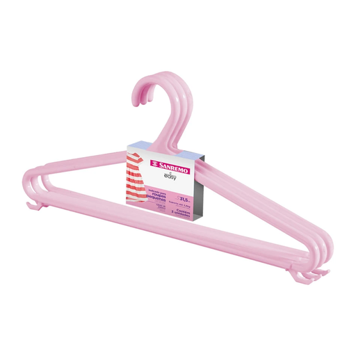 [PR9107/3-9] *PERCHA PLASTICA INFANTIL PACK X3 ROSA
